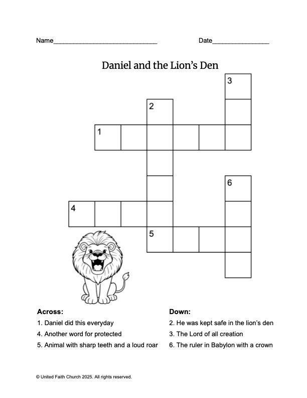 Featured image for “Daniel and Lions’ Den Crossword: Paws and Pray”