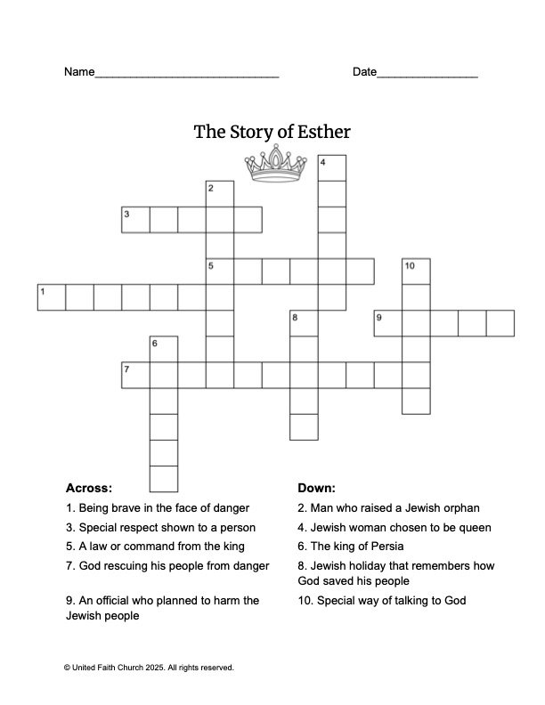 Featured image for “Story of Esther – Crossword”