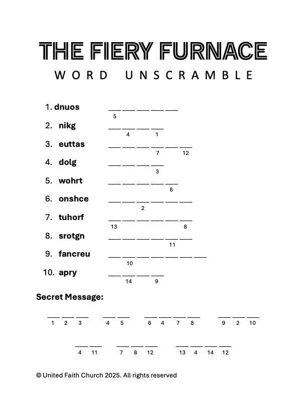 Featured image for “Fiery Furnace Word Unscramble”