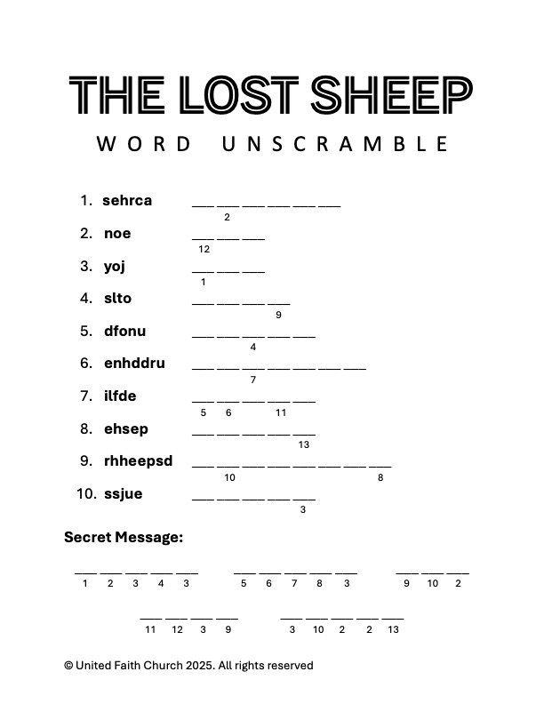 Featured image for “The Lost Sheep Word Unscramble”