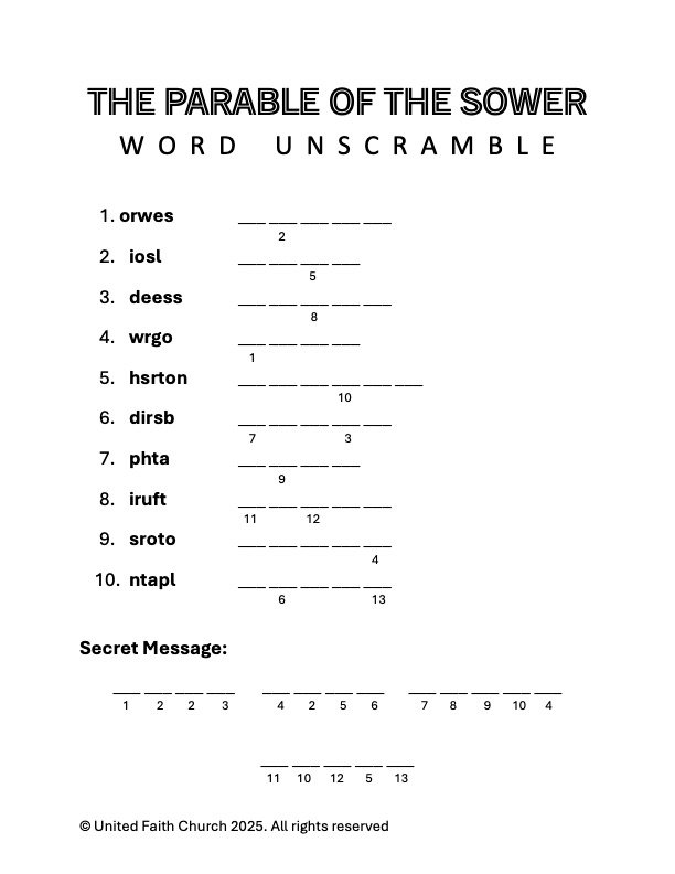 Featured image for “The Parable of the Sower Word Unscramble”